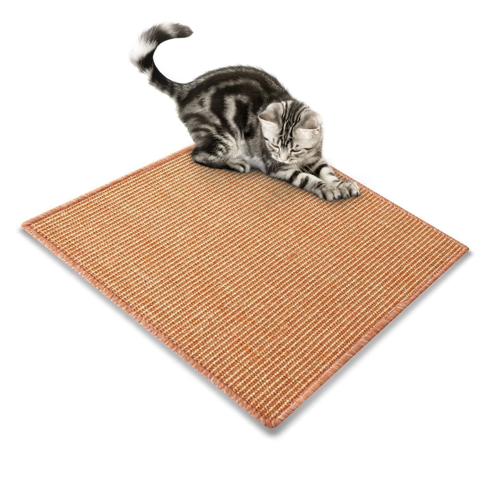 FLODI. Natural Sisal Cat Scratch Mat (200 x 300 cm, Terracotta) Non-Slip Scratching Pad for Cats and Kittens, Protects Carpets and Furniture, Cat Claw Mat for Indoor Cats