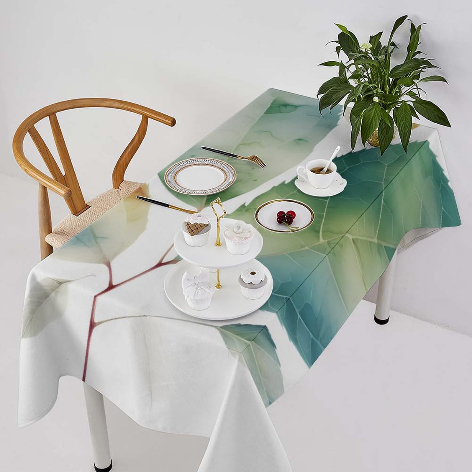Nappe pliable pour pique-nique et grandes tables de jardin au motif feuilles poétiques