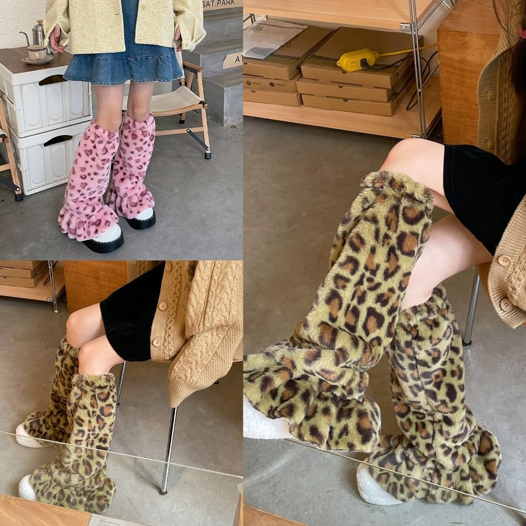 1 Pair Women Leg Warmers Plush Japanese Ruffled Leg Socks Winter Foot Warmer Socks