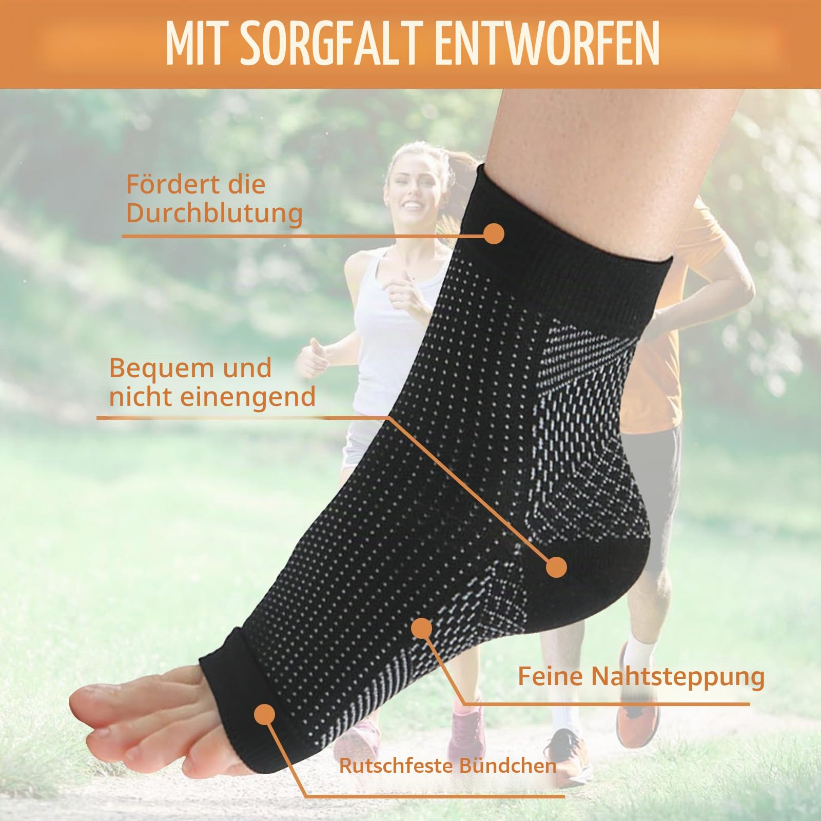 4 Paar Neuropathie Soothe Kompressionssocken Herren, Kompressionsstrümpfe Damen, Orthopädische Compression Socks mit Offener Zehe, Sprunggelenkbandage für Plantarfasziitis Gelenkschmerzen,L/XL