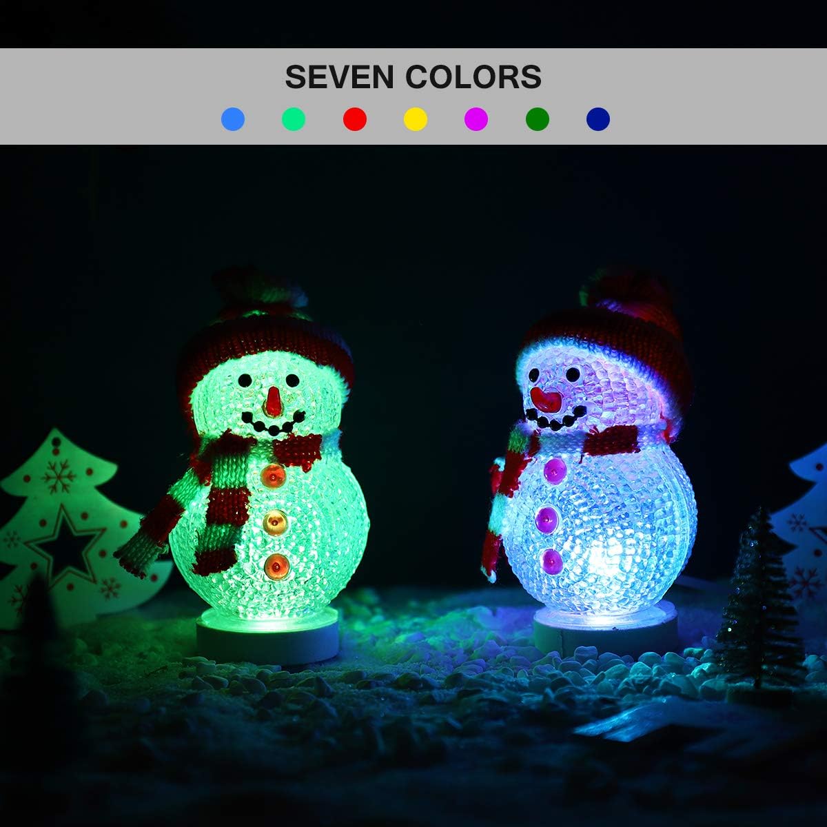Mobestech 2pcs Christmas Lights USB Snowman Lights USB Charging Night Light Christmas Decoration for Living Room Nursery Room