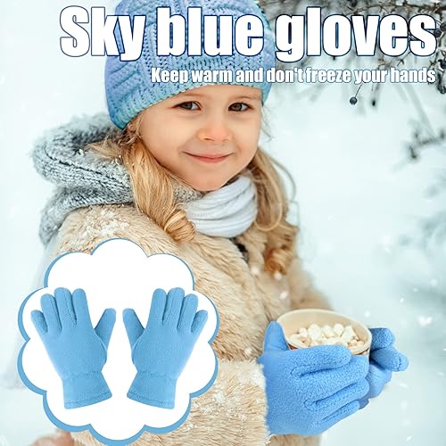 Miniatura 6 de SATINIOR 3 pares de guantes de invierno de forro polar para niños y niñas, guantes cálidos para niños y niñas, suministros de actividades al aire