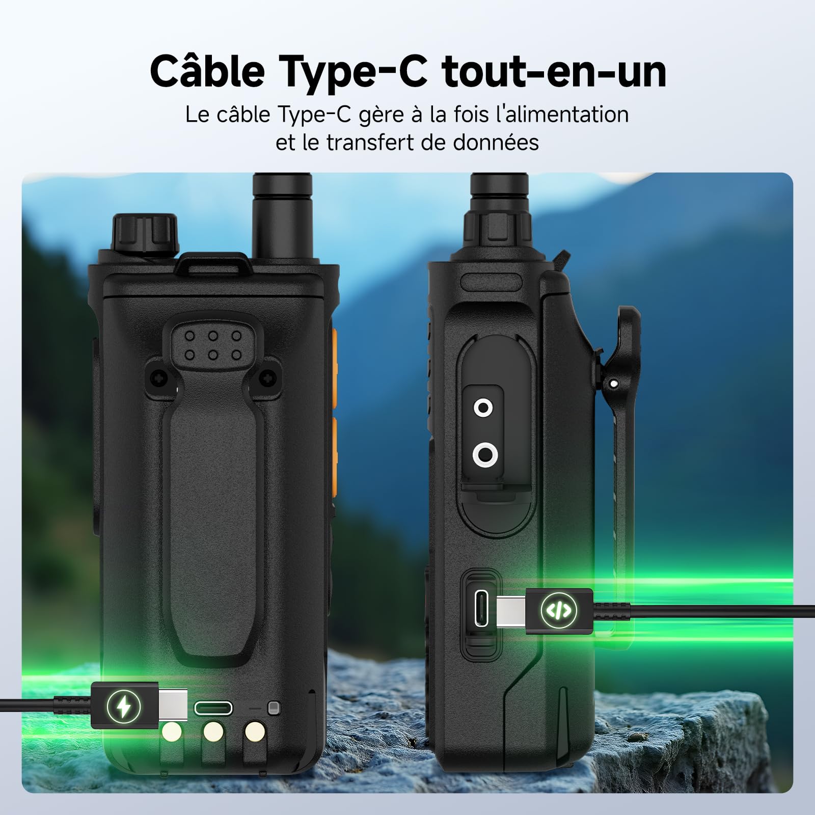 Retevis Ailunce RA89R Radio Amateur, Répéteur Temporaire Walkie Talkie, contrôle App, Type-C Ransmission, FM/AM,2800 mAh, 1750Hz,Talkie Walkie Longue Portée de Plein Air Passionnés(1 pièce)
