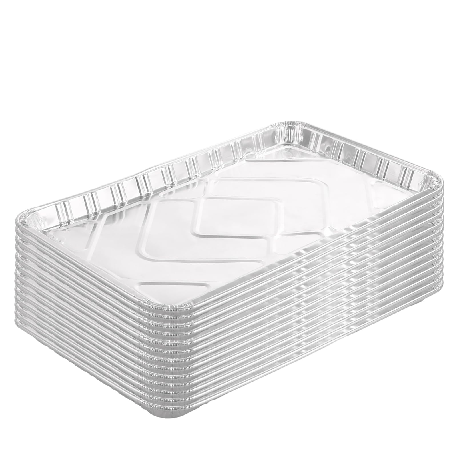 Große Einwegschalen aus Aluminiumfolie, 41 x 26 x 2,5 cm, 1500 ml, Catering-Tabletts, Lebensmittelbehälter zum Backen, Braten, Grillen und Kochen, 25 Stück