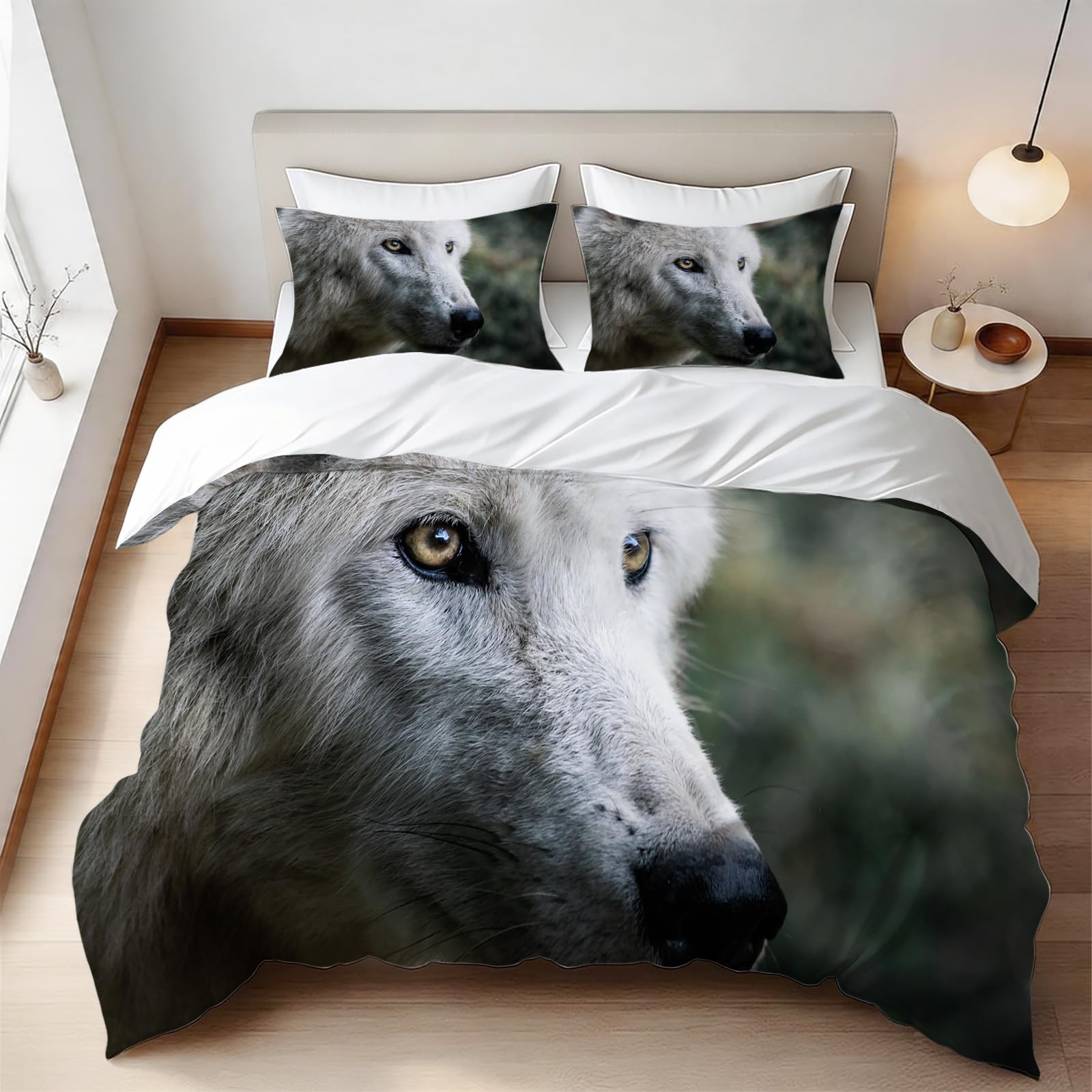 Housse de couette loup 140x200 en microfibre douce imprimée 3D avec fermeture éclair
