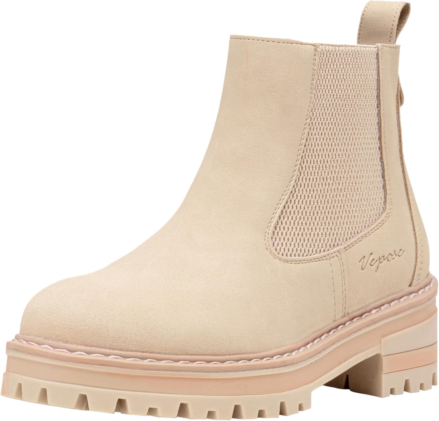 Lug Sole Boots-9608-beige