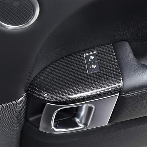 Miniatura 5 de CHEYA - 4 piezas de fibra de carbono real para Landrover Range Rover Sport RR Sport 2014-2019 Car Child Lock Button Cover Tim Accessories