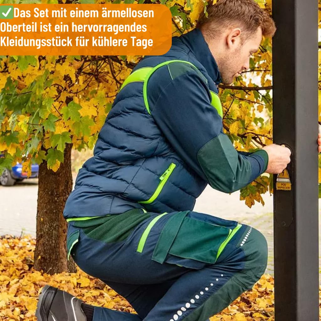 NEO TOOLS Męskie spodnie robocze premium lub zestaw z kurtką rozm. XS-3XL / 3% elastan, modne wzornictwo, spodnie - kieszenie ochronne na kolana i wzmocnione Cordurą