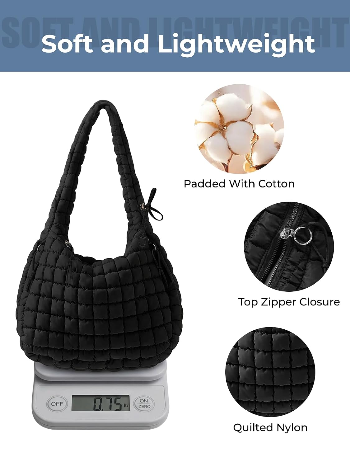 Puffer Quilted Nylon Tote Bag for Women - Image 5