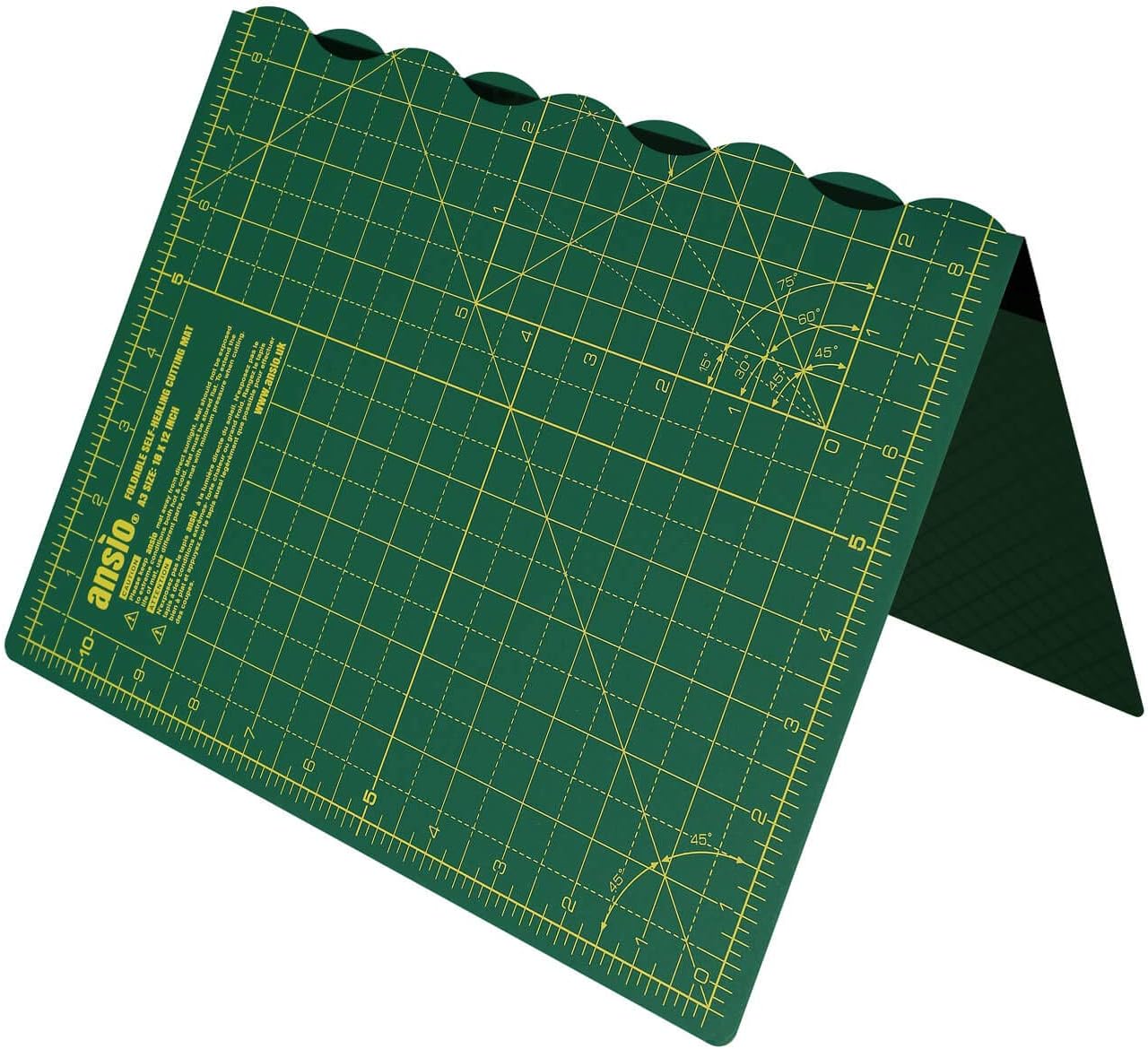 ANSIO Craft Cutting mat A3 Self Healing Foldable Cutting Mat - Quilting, Sewing, Scrapbooking, Fabric & Papercraft - Imperial 17 Inch x 11 Inch - Green