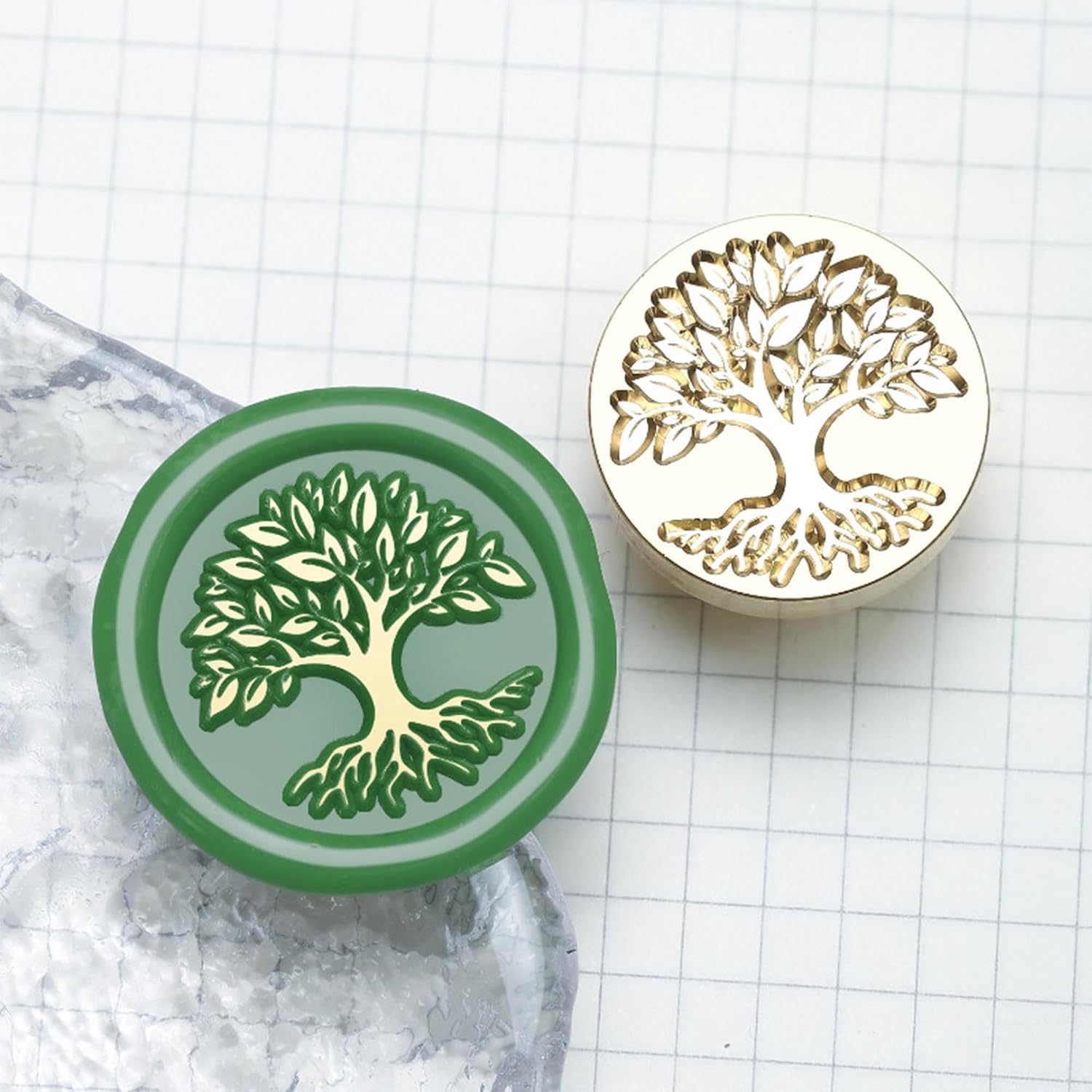 Tree of Life Wax Seal Stamp - Cosmic Tree Wax Stamp, 0.98 Inch (25mm) Brass Plant Stamp with Handle for Invitations, Cards,Envelopes, Letter Sealing, Anniversaries, Baby Shower(Majestic)