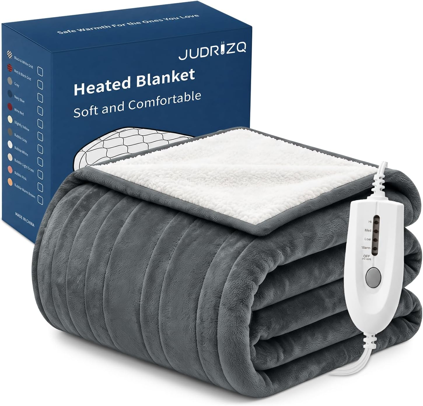 Electric Heated Blanket Throw 50"x60" Soft Warming Blanket Flannel Grey