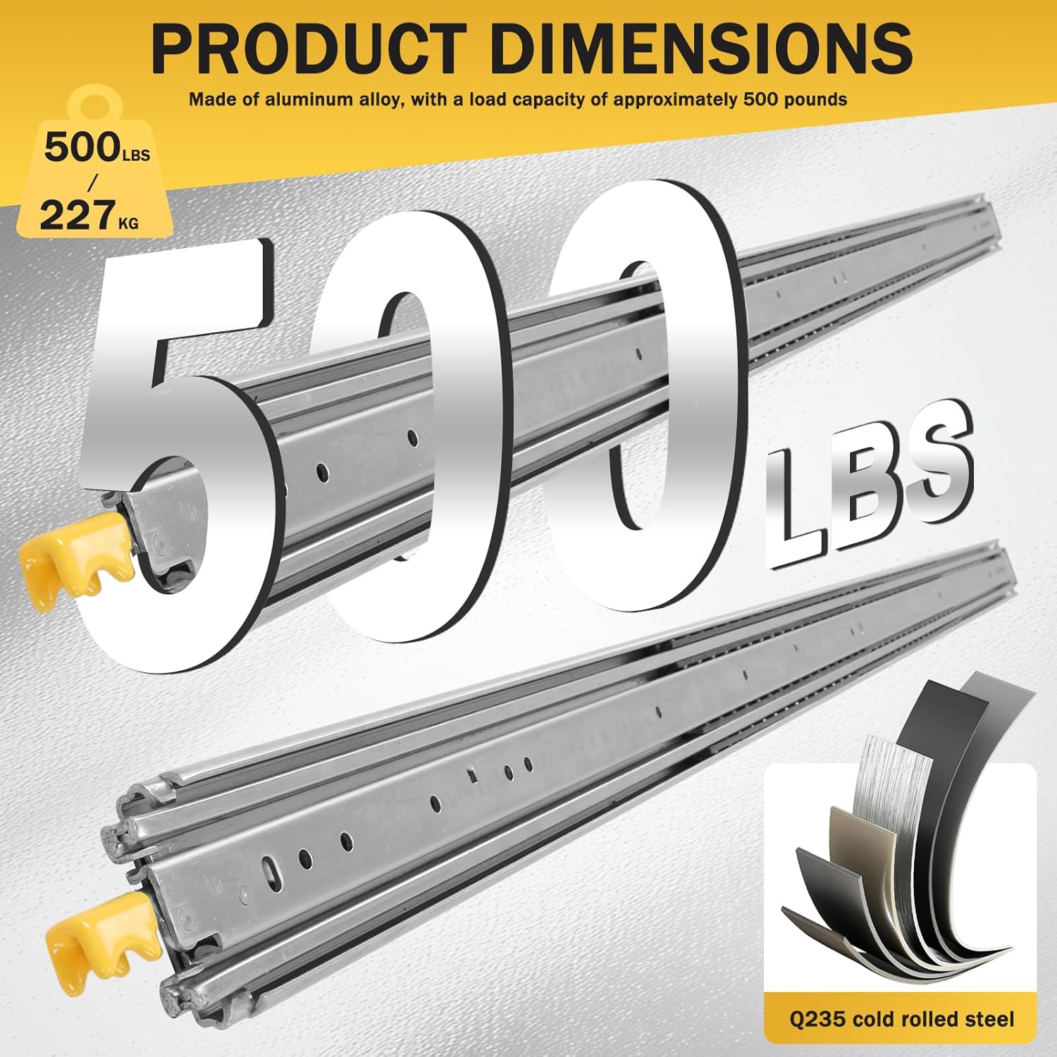 Generic 1 Pair Heavy Duty Locking Drawer Slides 76mm Wide Noiseless Bearing About 226kg Full Extension Industrial Locking Rail with Lock for Kitchen Cabinets Wardrobes Office Furniture