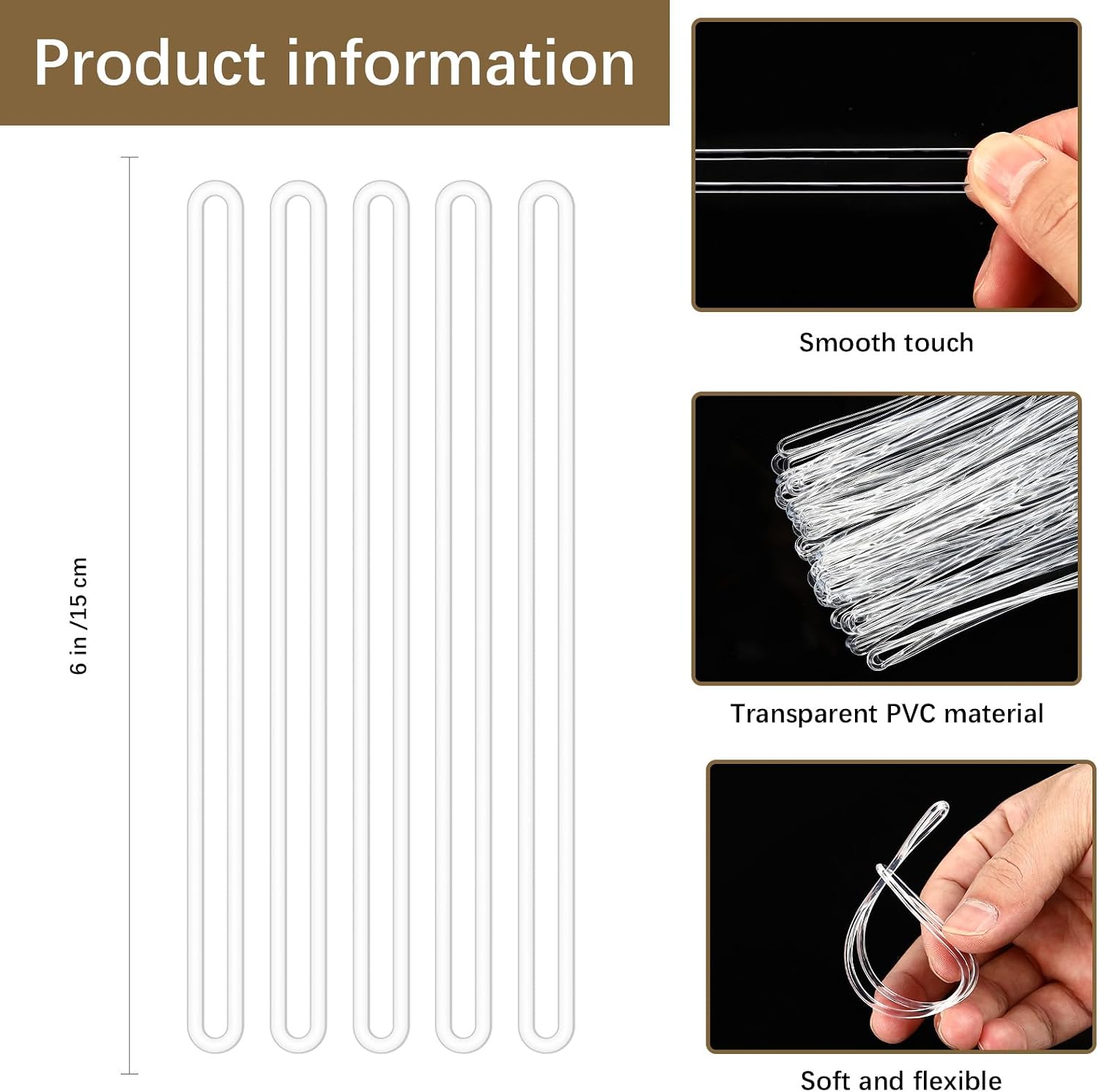200 Pack Clear Plastic Luggage Tag Loops, Durable Worm Loops for Luggage Tags, ID Cards, Name Tags, Badge Holders, 6 Inch Bulk Luggage Tag Straps, Bag Tag Loops for Suitcase & Travel Bag Accessories