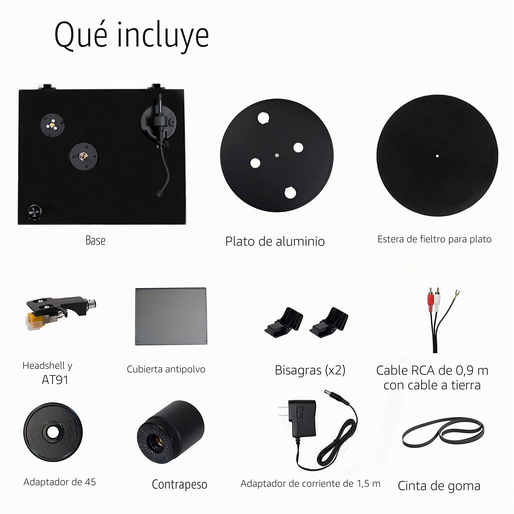Fluance RT80 Classic - Tocadiscos Hi-Fi con Cartucho Audio Technica AT91, tracción por Correa, preamplificador Integrado, contrapeso Ajustable, Base de Madera Maciza, Negro Piano