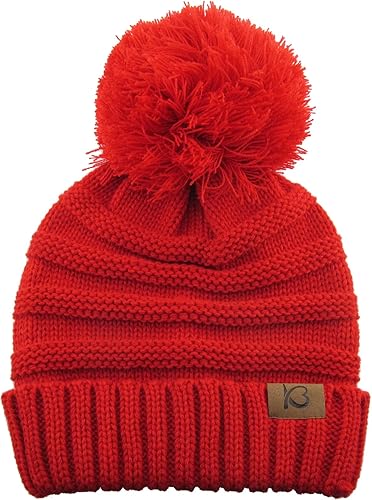 Miniatura 4 de KBETHOS Gorro de punto trenzado grueso de gran tamaño para mujer con pompón acanalado elástico