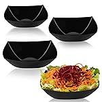PLASTICPRO Disposable Square Serving Bowls, Party Snack or Salad Bowl, Plastic Black Pack of 4, 64 OUNCE, Black