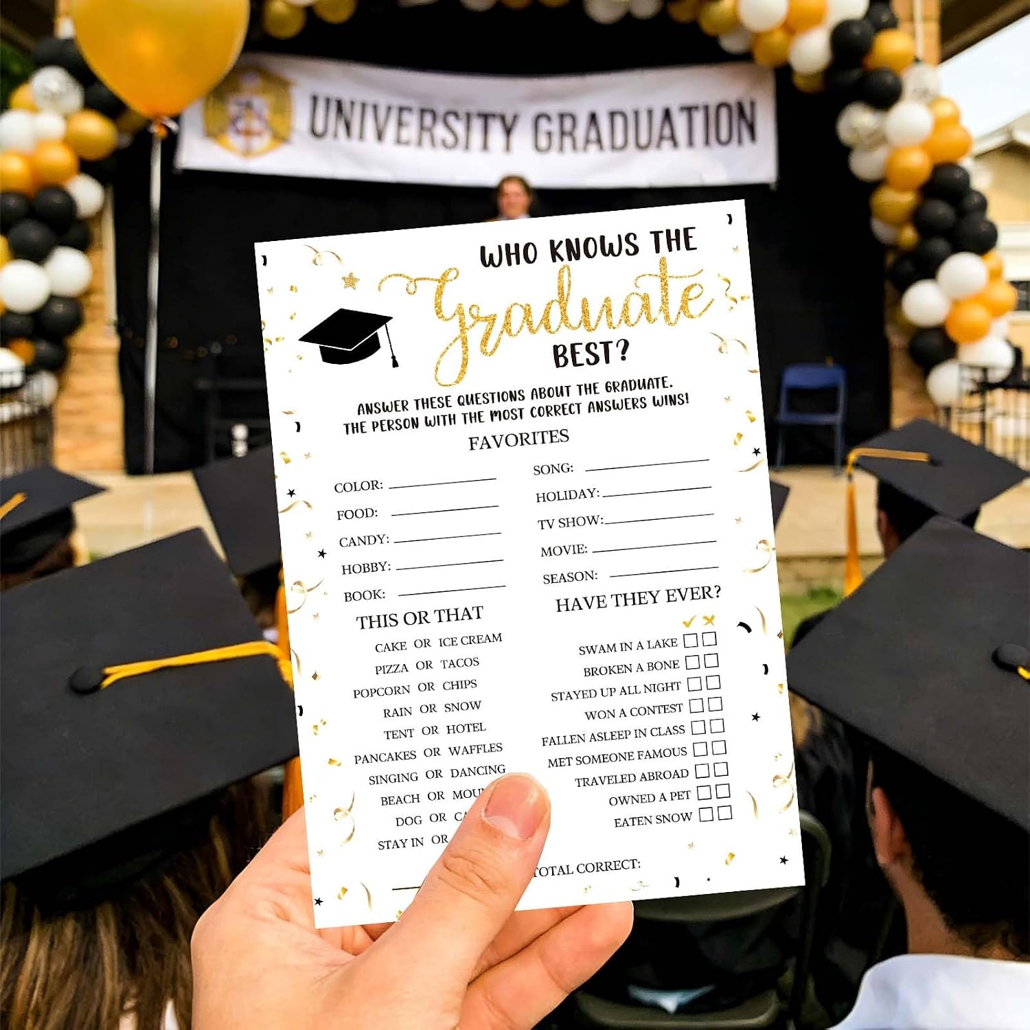 Graduation Party Games - Who Knows the Graduate Best Grad Party Decorations - Graduation Accessories 2026-25 Pcs -A03