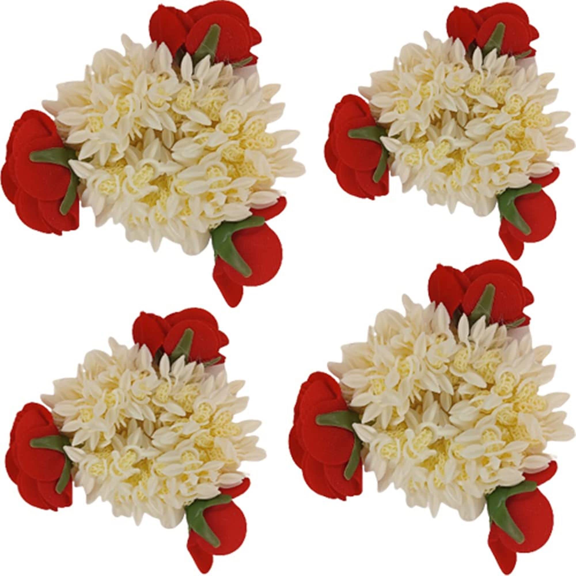 DIAN Pack of 4 Artificial Mogra Rubber Band Plastic Flower, Artificial flower Hair Accessories, Gajra Hair Accessories Rubber Band for Women, Girls (Mogra and Rose Gajra) (B0BM9JN3RD) Amazon Price History, Amazon Price Tracker