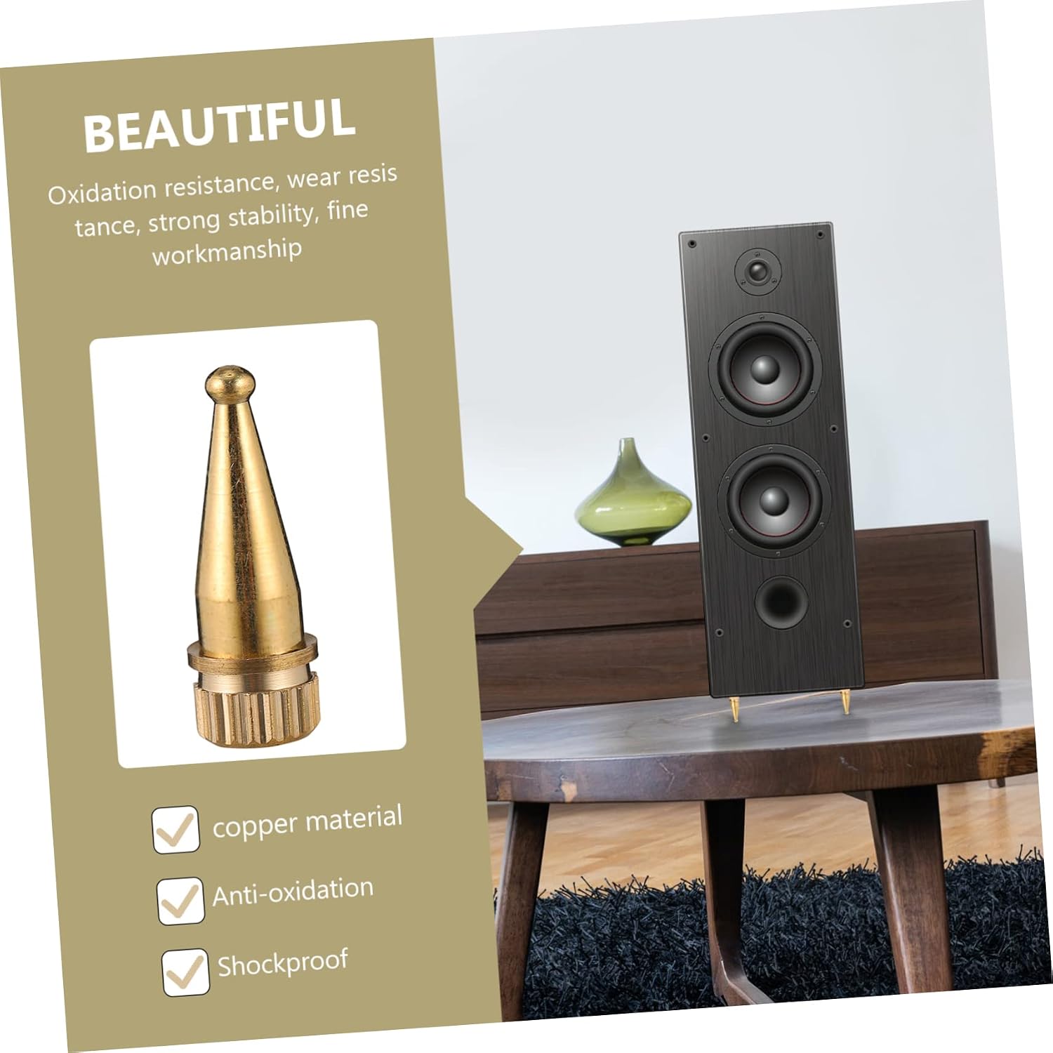 4pcs Full Copper Hardware Audio Feet for Speakers Speaker Spikes Supports Stands