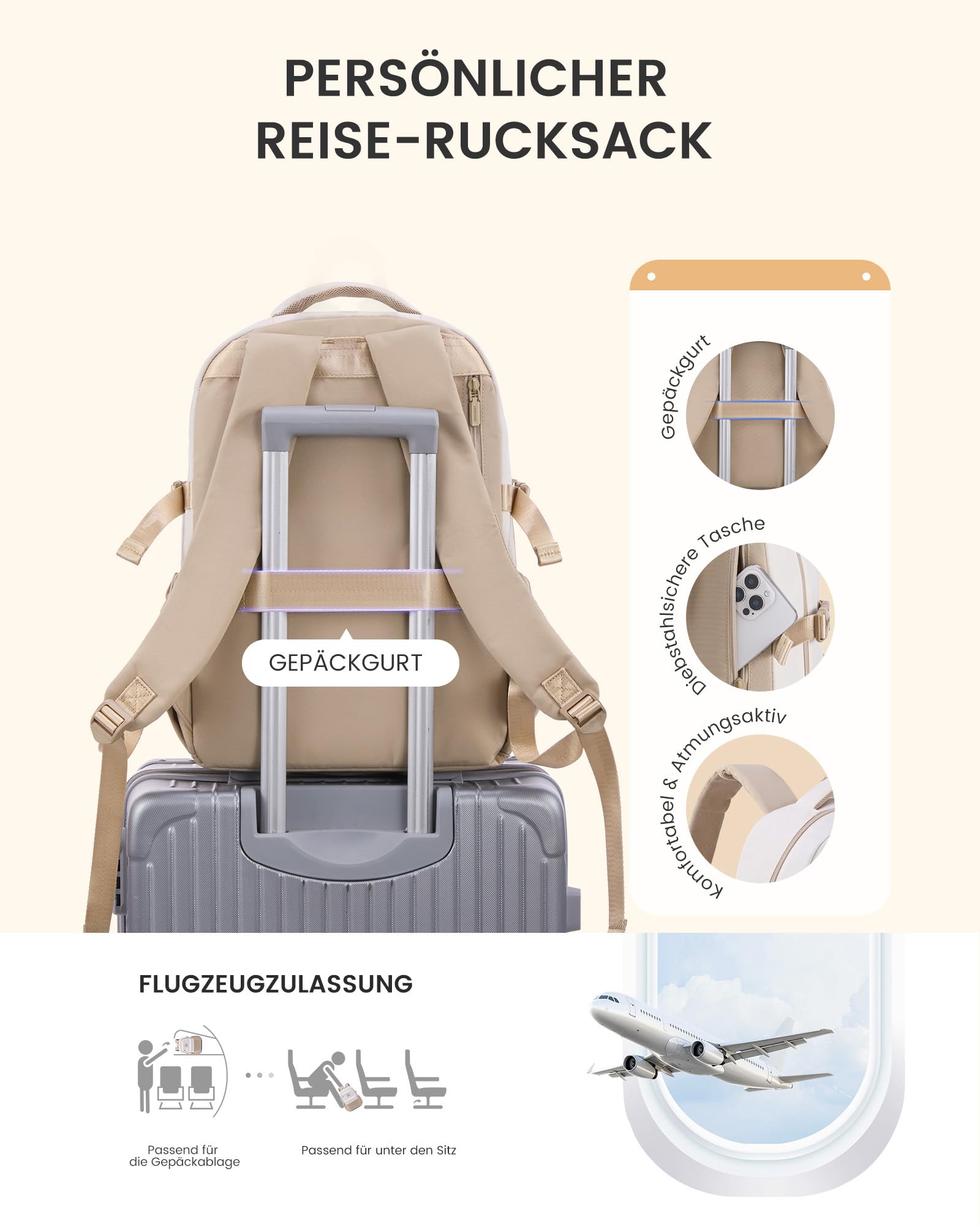 LOVEVOOK Zaino da donna per laptop da 15,6 pollici, zaino per la scuola, per ragazze, adolescenti, impermeabile, con molti scomparti, zaino da lavoro moderno, per scuola, viaggi, lavoro, cachi e beige