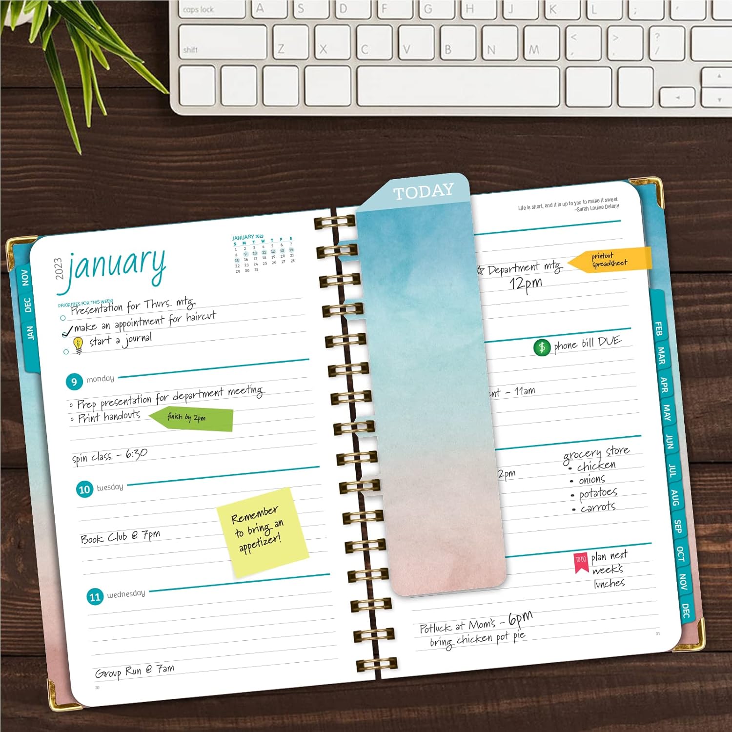 HARDCOVER 2023 Planner: (November 2022 Through December 2023) 5.5"x8" Daily Weekly Monthly Planner Yearly Agenda. Bookmark, Pocket Folder and Sticky Note Set (Blue Pink Gradient) : Office Products