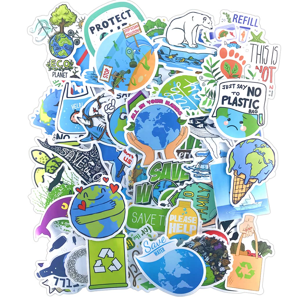 Cokomono Kids Stickers - 50 Pcs Earth & Cute Vinyl Stickers for Laptops, Scrapbooks, Hydroflasks & More