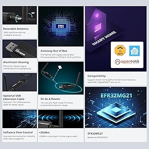 SONOFF Zigbee Gateway, ZBDongle-E 3.0 USB Dongle Plus, EFR32MG21 + CH9102F/CP2102N Zigbee USB Stick EFR32MG21 Coordinator for ZHA in Home Assistant or Zigbee2MQTT, Open HAB etc.