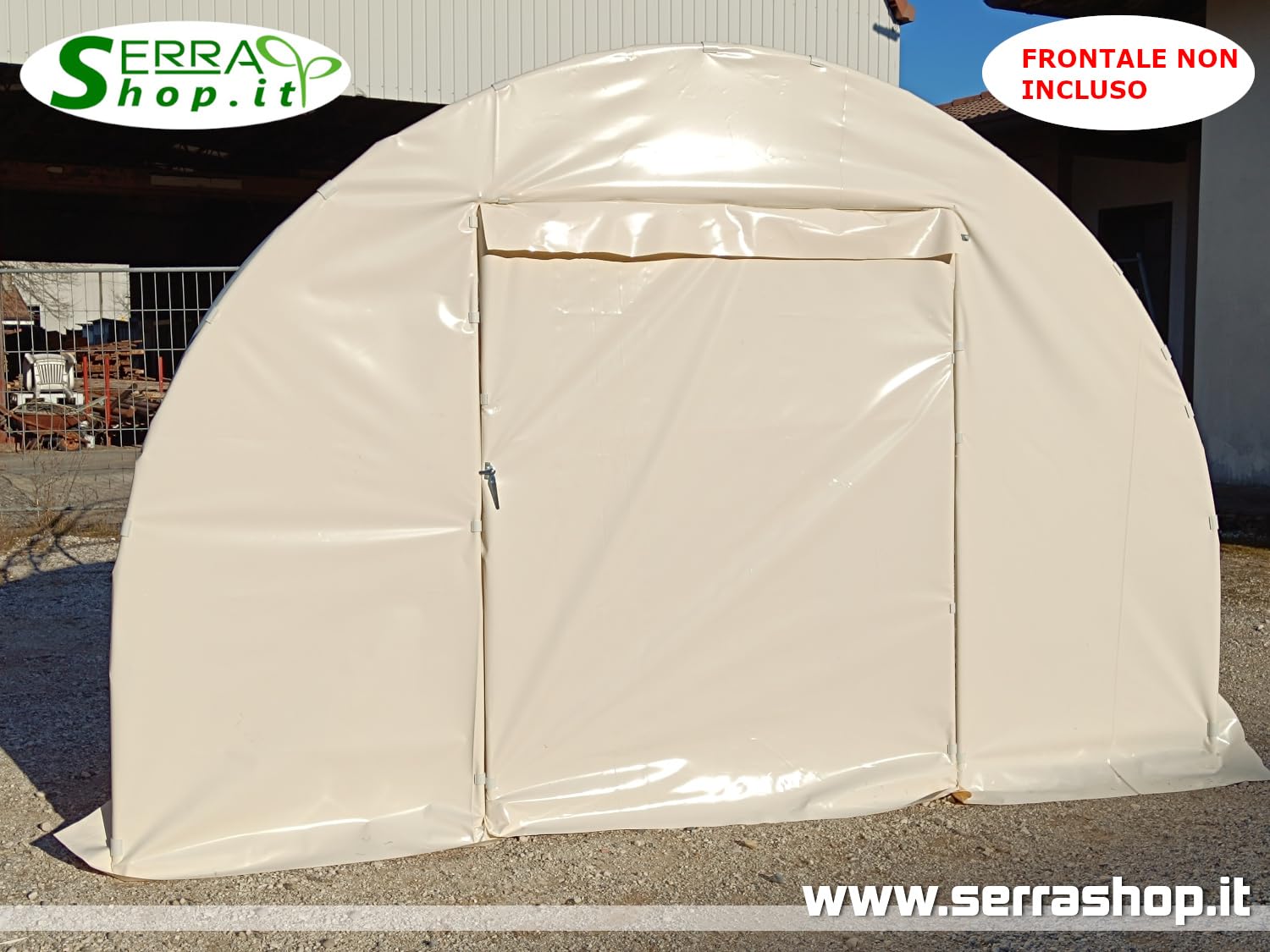 Tunnel box deposito magazzino carport auto riparo ad arco in acciaio con telo PVC professionale (Avorio, 3x5m)