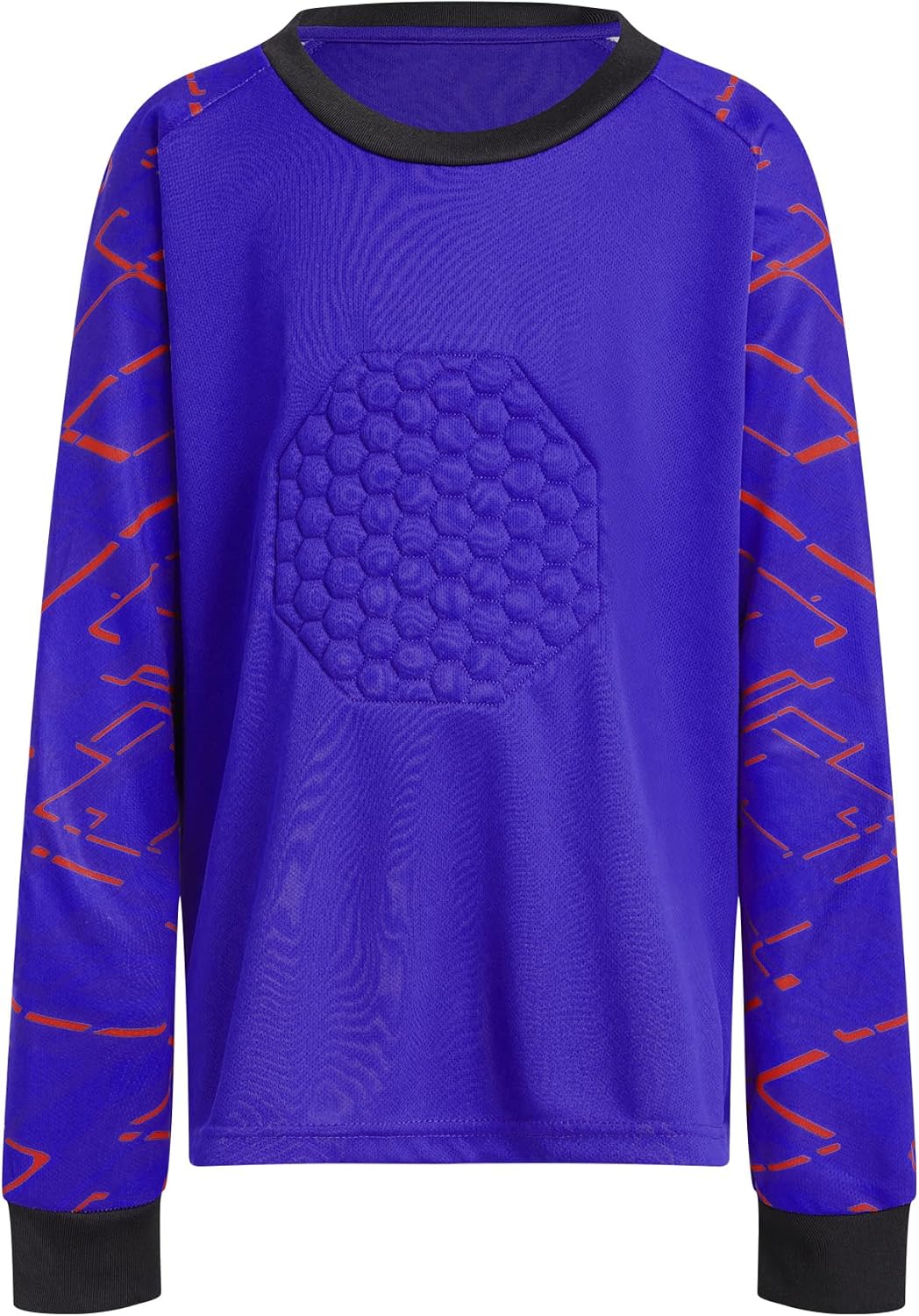 Hansber Kids Boys Padded Goalkeeper Jersey Long Sleeve Geometric Print Football Goalie Shirt