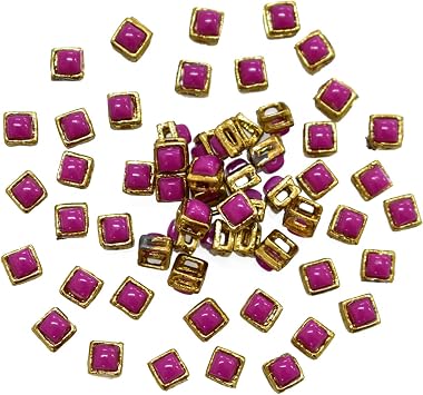 Embroiderymaterial Kundan Stone for Jewellery,Craft,Embroidery Making, Pink Violet Color, 50 Pieces