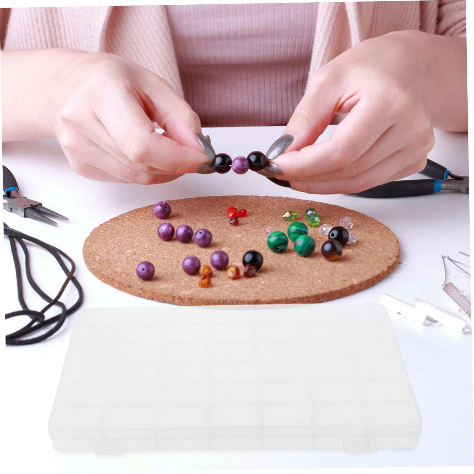Mipcase 5 Pezzi Perline con Divisori Rimovibili Organizer Trasparente con Scomparti Regolabili per Gioielli Articoli da Cucito e Piccoli Accessori Contenitori in Plastica Chiari per Hobby