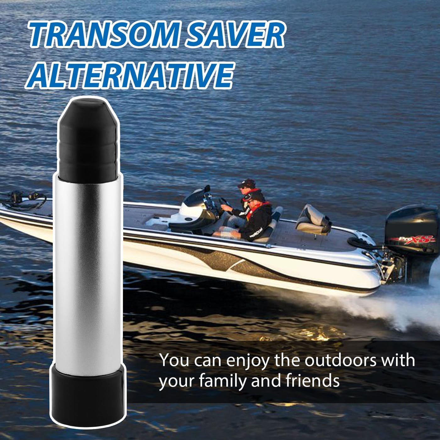 Outboard Transom Saver - 2-piece Silver Rubber Trailering Support with Steer Stops, Compatible with 3-Ram Trim/Tilt, fits Yamaha Outboard.