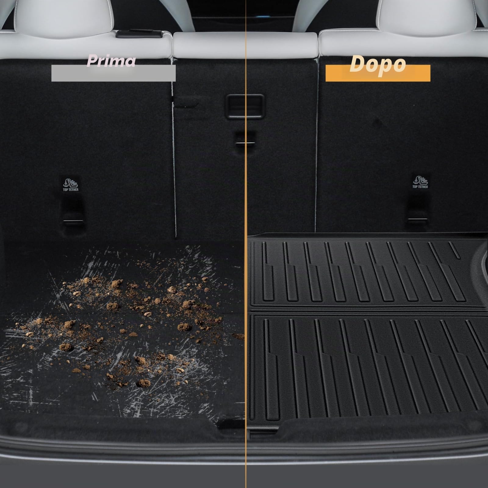 ECOZEN 3pcs Vasca Baule per Tesla Model Y 2025-2026 3D Specifica In TPE Proteggi Bagagliaio auto, Model Y Tappetino del bagagliaio, con bordino rialzato, resistente impermeabile per tutte le stagioni