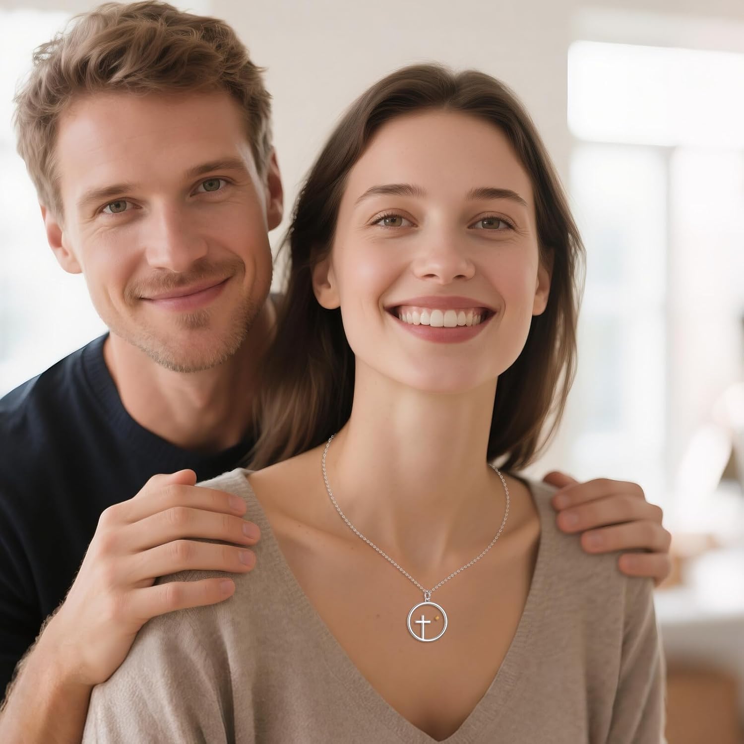 VONALA Cross Mustard Seed Necklace for Women 925 Sterling Silver Dainty Faith Pendant Necklace Christian Jewelry Baptism Confirmation Religious Christmas Gifts - Image 3