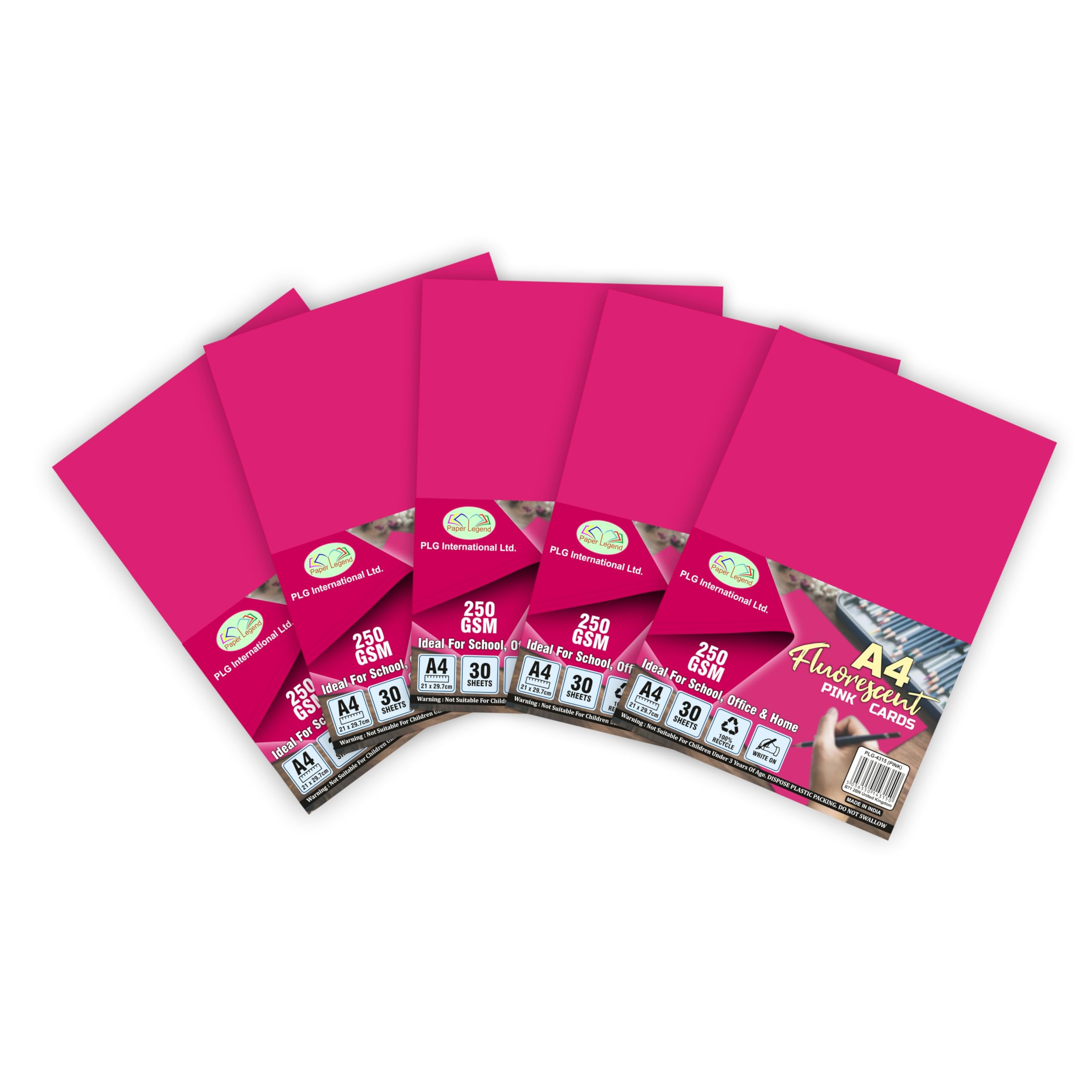 M1SS 150 Sheets X A4 Neon Cards - Fluorescent Thick 250gsm Craft Card Stock, Perfect for Crafting, Decorating, Sketching, Origami & DIY Arts (Pink)