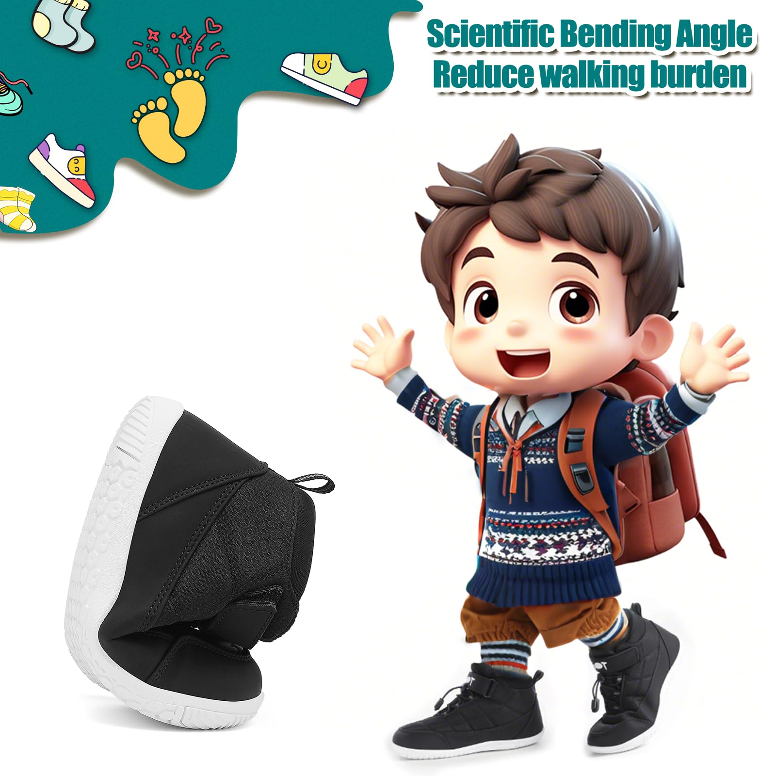 Wizshoe Botas Barefoot Lente Herfst Overgang Niño Niña Alta Zapatillas Resistente al agua Antideslizante Descalzas Minimalistas Sneakers Trekking Ligeras Cómodas Negro 34EU