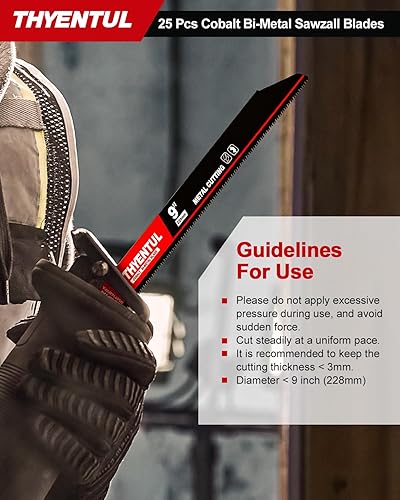 Miniatura 7 de Paquete de 25, 9 pulgadas, 1418 TPI, juego de hojas de sierra recíproca, dientes M42 con cuchillas bimetálicas de cobalto, para desmontaje