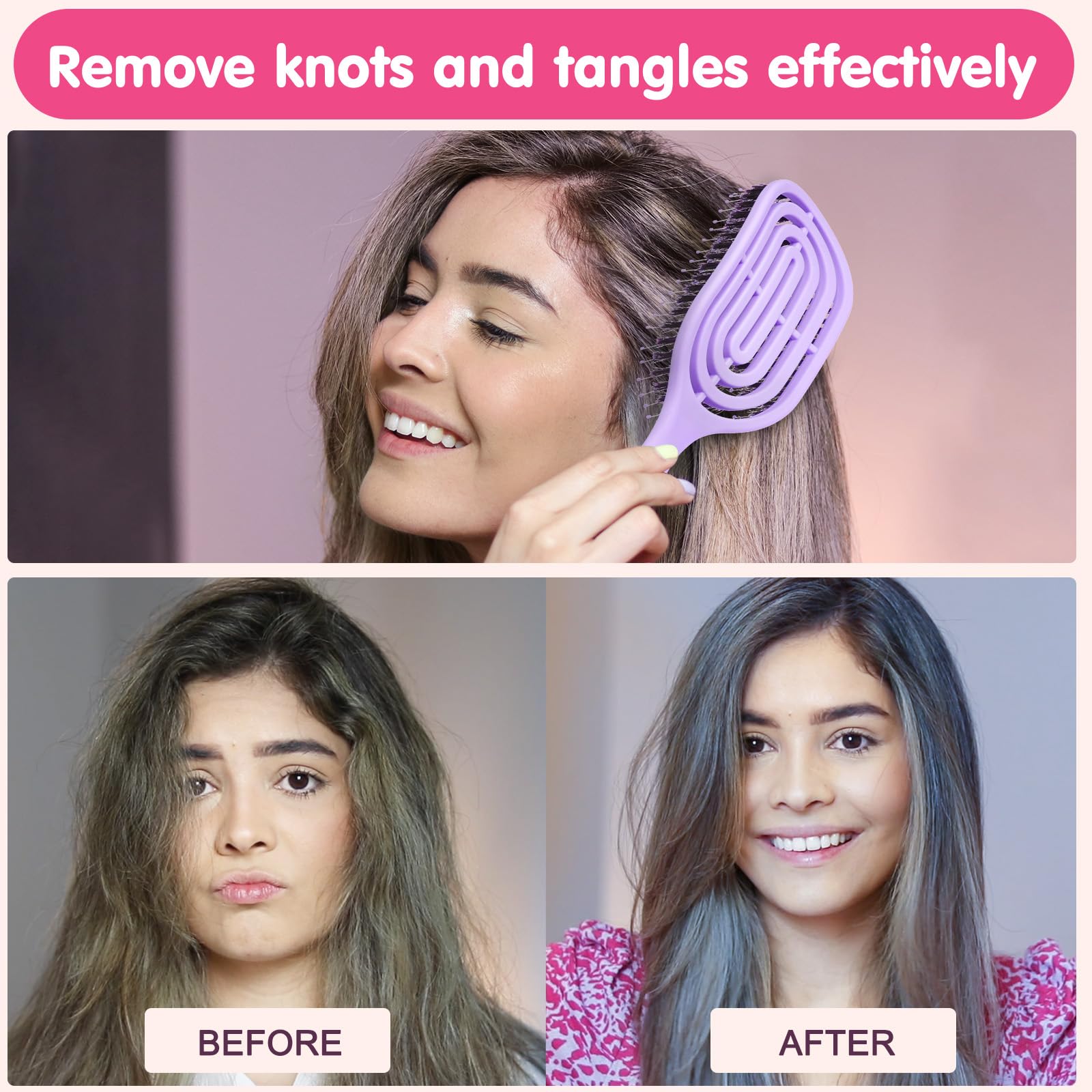 Lictin Detangling Brush for Women Men & Children, Does Not Pull on Hair - Image 4