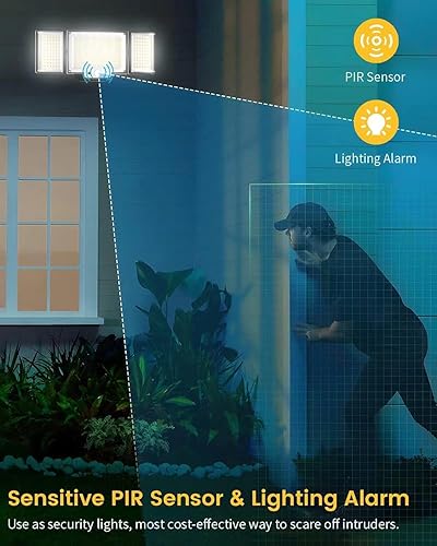 Miniatura 6 de Luces solares para exteriores, 328 luces LED de seguridad alimentadas por energía solar con 3 cabezales, lámpara de pared con sensor de movimiento