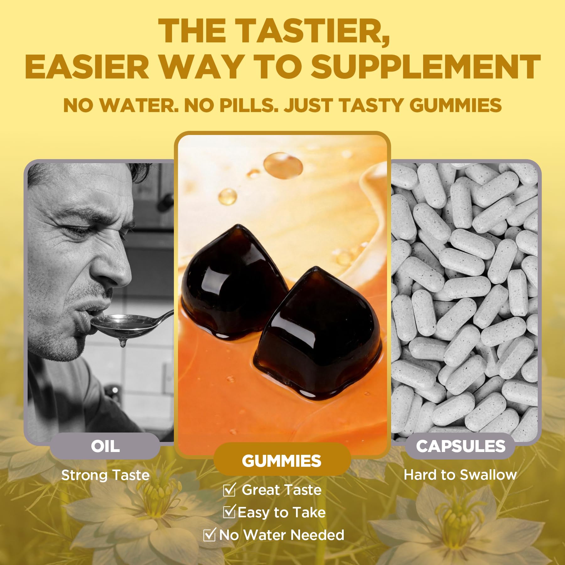 Black Seed Oil Gummies for Women 1000mg, 2% Thymoquinone Cold Pressed Nigella Sativa Extract – Black Cumin Seed Oil Supplement, Omega 3 6 9 for Daily Wellness, Hair & Skin Support – 60 Gummies — Amazon image 6