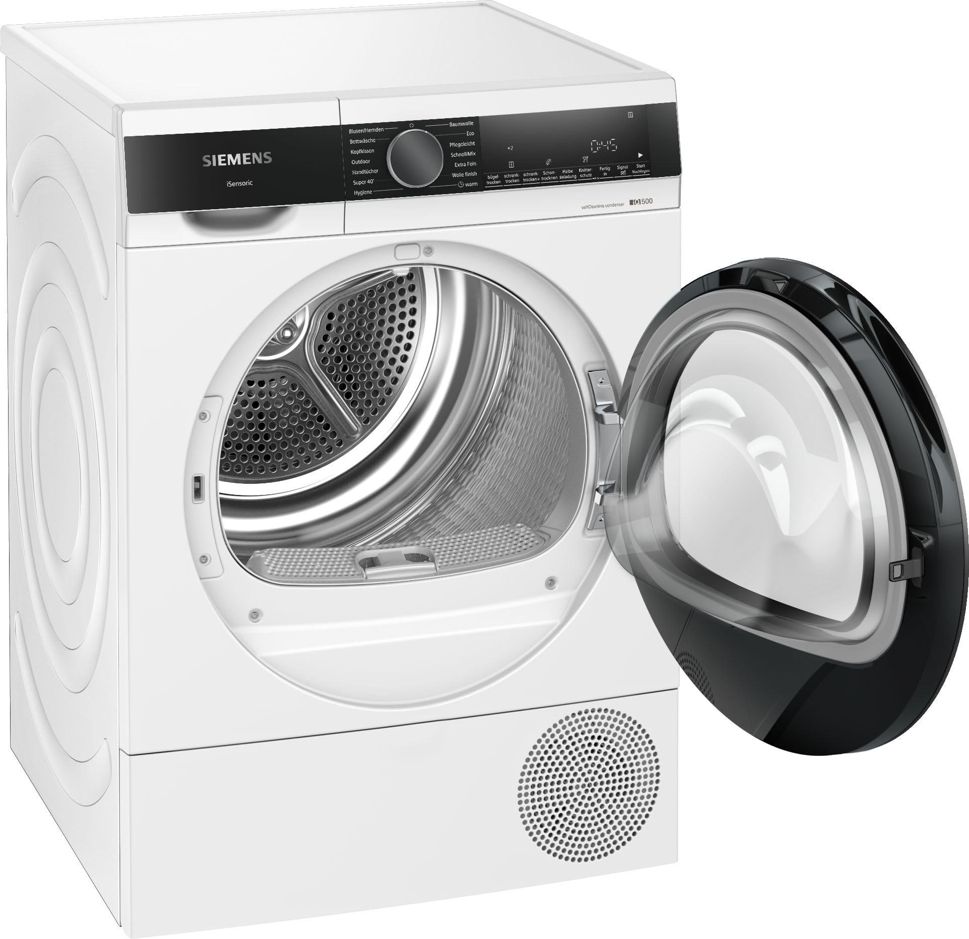 Siemens WQ45G2D00 iQ500 Wärmepumpen-Trockner 9 kg, speedPack - Zeit sparen, Selbstreinigender Kondensator, autoDry - schonendes und präzises Trocknen, Halbe Beladung