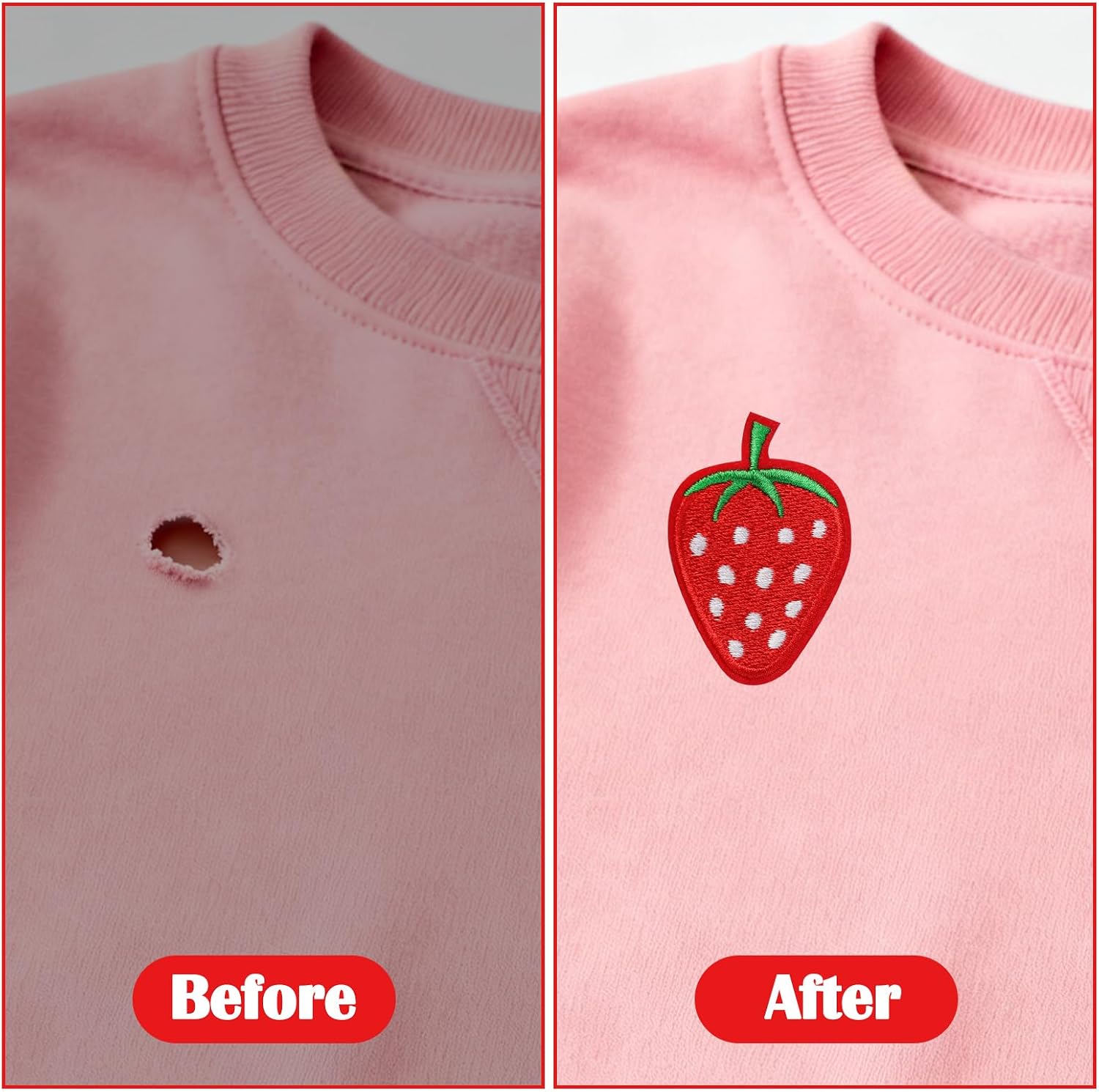 20PCS Cute Strawberry Iron On Patch, Embroidered Iron On/Sew On Strawberry Patches Fruit Decorative Patches for Clothing, Hats, Backpacks, DIY Accessories (2 x1.5in / 5.2x4cm)