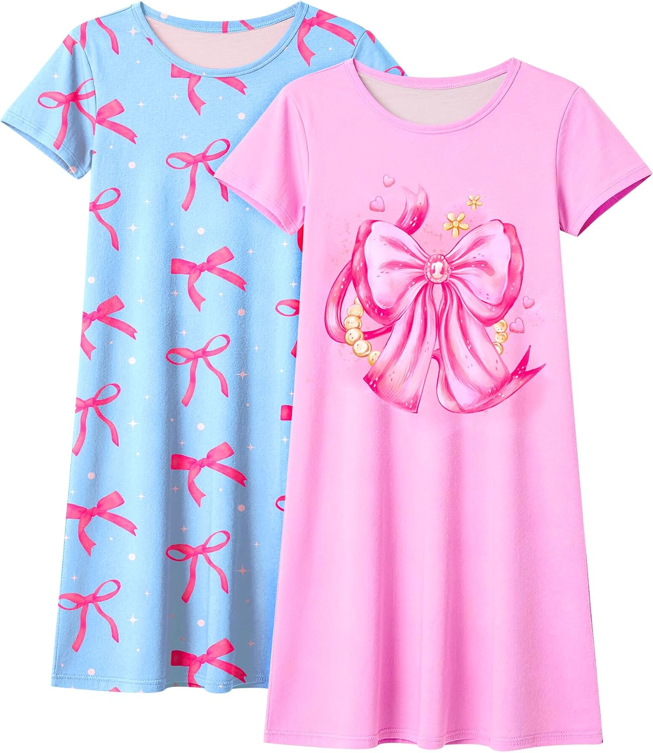 Sylfairy 2Pcs Girls Nightgowns Kids Pajamas Princess Nightgown Dress Sleepwear for Toddler Little Girls Nightdress