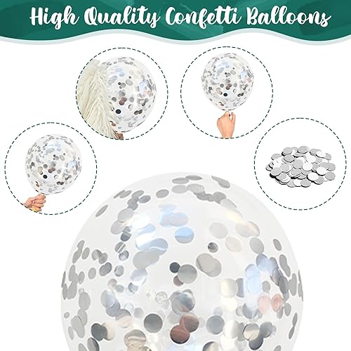 Miniatura 3 de Globos de látex de confeti azul turquesa, azul claro, menta, verde, plateado y blanco, juego de globos de látex de confeti, azul aguamarina, blanco