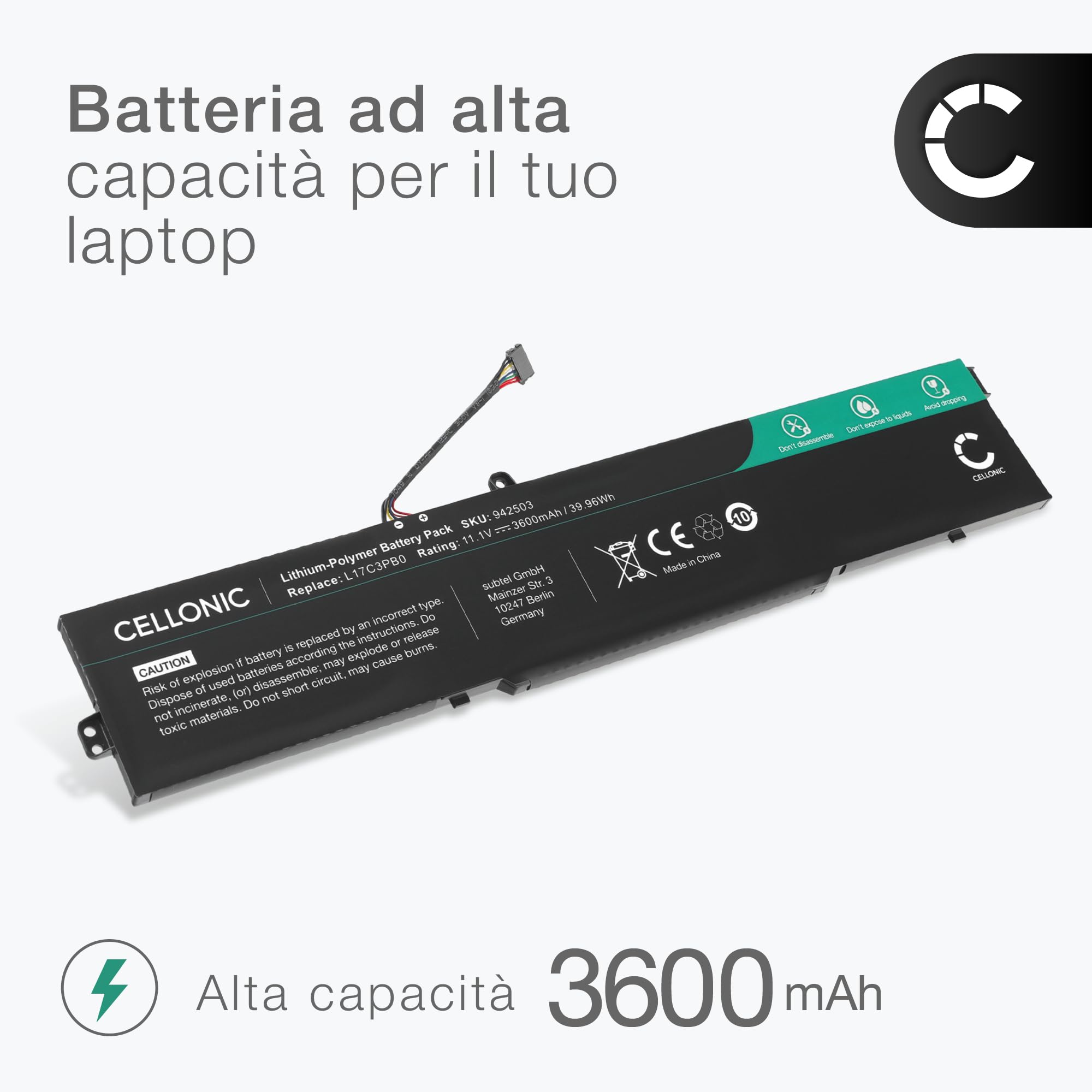 CELLONIC Batteria compatibile con Lenovo IdeaPad 330-15ICH, L17C3PB0