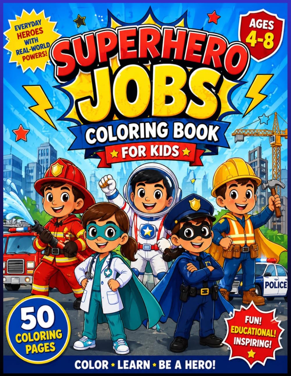 Superhero Jobs Coloring Book for Kids (Hero Academy Coloring Series)