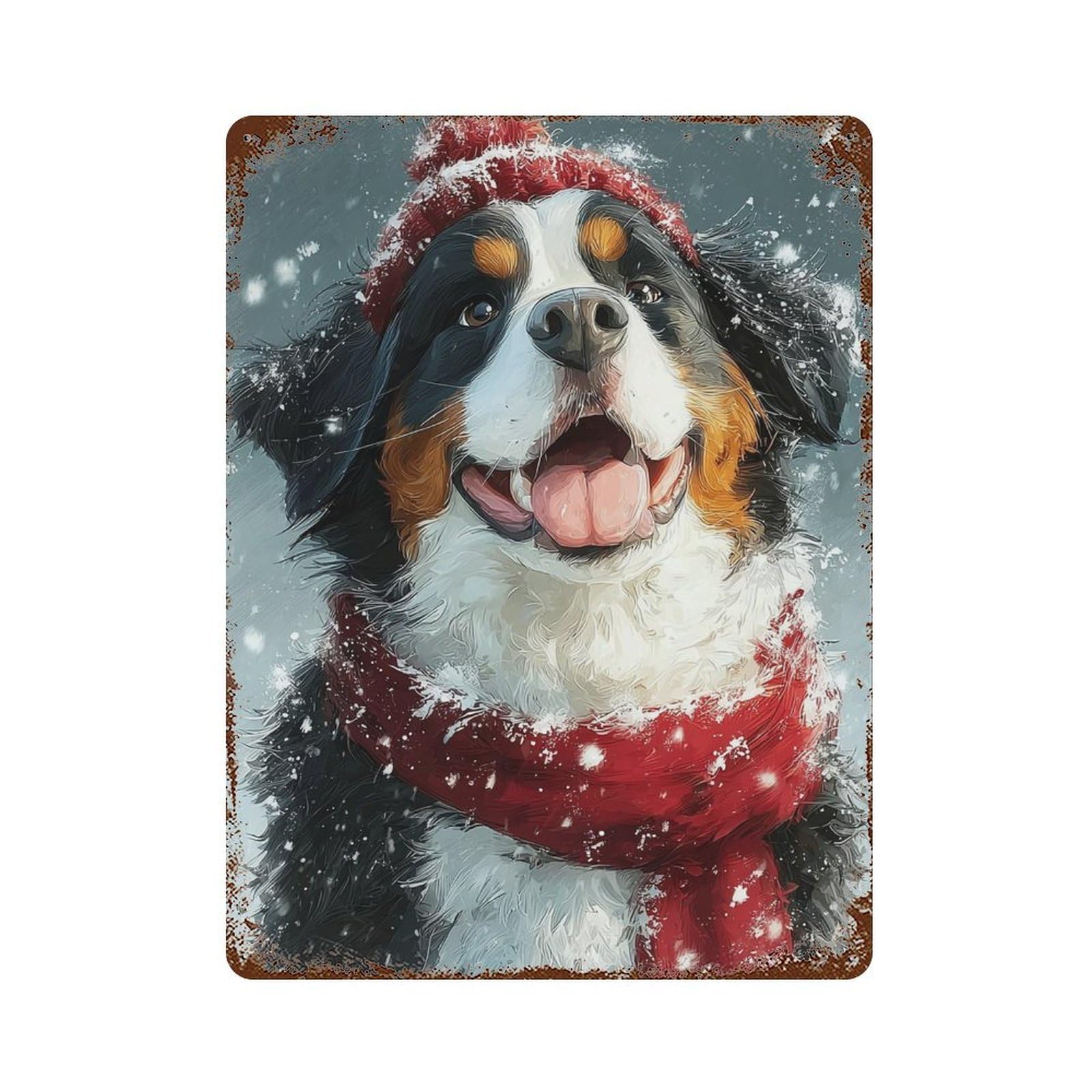 Retro Metal Sign with Winter Wonderland Dog-17 Design 15.7"x11.8", for Farmhouse, Kitchen And Entryway Decor, Shabby Chic Decor