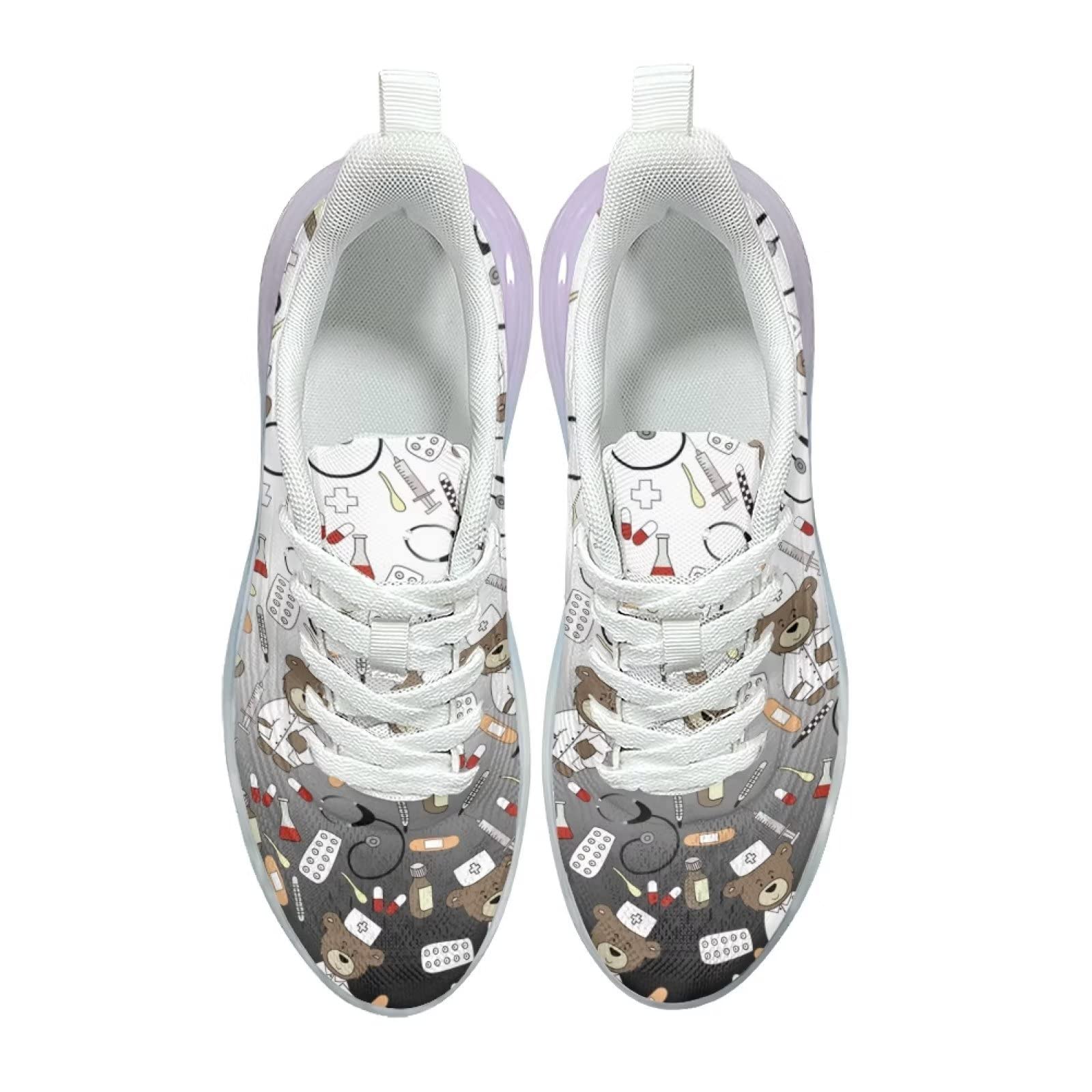 Buty sportowe damskie sportowe sportowe wsuwane trampki damskie buty treningowe oddychające lekkie buty do biegania, Niedźwiedź pielęgniarka 1, 42 EU