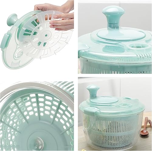 Miniatura 6 de Molinillo de ensalada con drenaje, cuenco, secadora de ensalada, colador giratorio de frutas y verduras, rápido y fácil, multiuso, para lechuga,